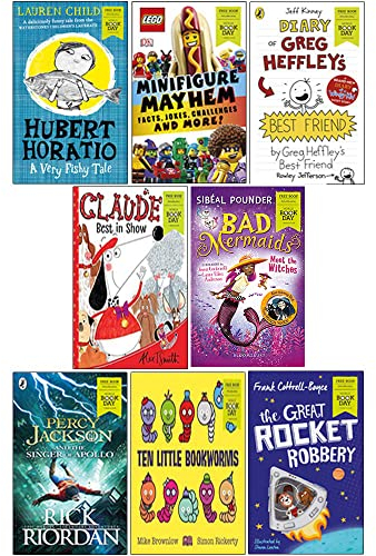 Welttag des Buches 2019 – Sammlungsset mit 8 Büchern (Hubert Horatio, LEGO Minifigure Mayhem, Tagebuch von Greg Heffleys bestem Freund, Claude Best in Show, Naught Forever, The Great Rocket Robbery,