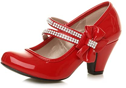AJVANI Girls Kids Childrens Low Heel Party Wedding Mary Jane Style Hook & Loop Sandals School Shoes Size.