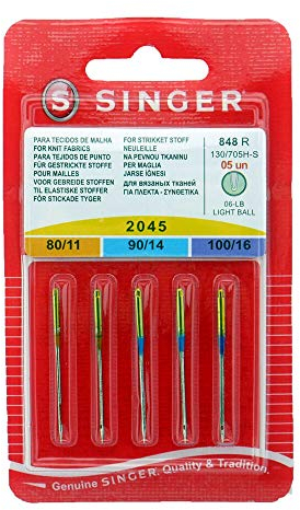 Singer N2045B05AS846R Jerseynadel 2045 Mix 5er Nadel, Metall, Silber, 7 x 0,03 x 4 cm