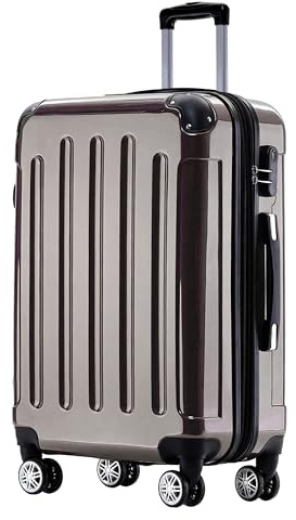 BEIBYE Hartschalen Koffer Trolley Rollkoffer Reisekoffer 4 Zwillingsrollen Polycabonat (Coffee, Handgepäck 55cm-40L)