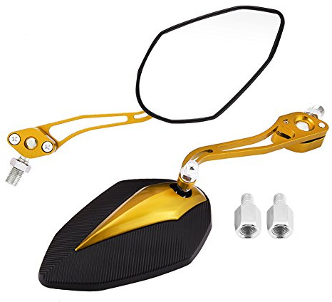 KIMISS Universal Motorrad Rückspiegel Roller Rückansicht Seitenspiegel 8mm 10mm (Golden)