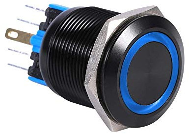 Keenso LED Druckschalter, 22mm 12V-24V Wasserdicht Selbstsichernde Verriegelung Druckschalter Druckknopfschalter (Blau)