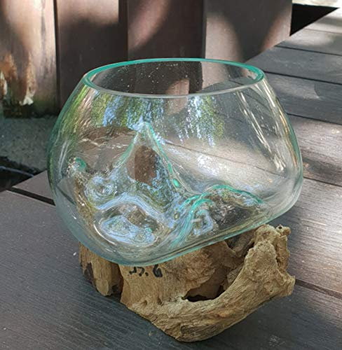 N/A Molten Glass on Wood (Small Bowl, 1kg Sunny Yellow Pumice)