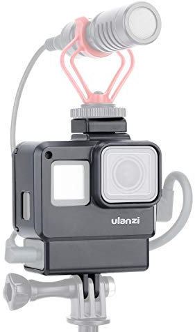 ULANZI V2 Multifunctional Vlogging Case w Cold Shoe Mount for Microphone LED Video Light,Wire Connectable Frame Housing Shell Cage Compatible w Gopro Hero 7 6 5 Action Camera Video and Vlog Creator