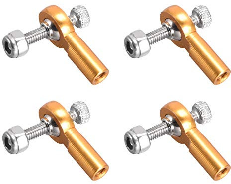 sourcing map 4 PCS M2/2mm 15mm Linkage Rod End Tie Rod End Ball Head Joint Adapter Gold Tone for RC Crawler Boat