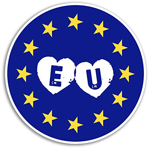 2 x 10cm Nette EU-Flagge Vinyl Aufkleber - Europa Love Heart Brexit Aufkleber # 18129 (10 cm breit)
