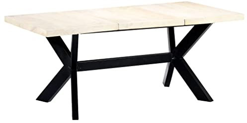 vidaXL Mangoholz Massivholz Esstisch Esszimmertisch Küchentisch Speisetisch Holztisch Tisch Esszimmer Küche 180x90x75 cm Stahlbeine