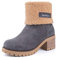 Hitmars Stivali Donna Invernali Stivaletti Camoscio Boots con Tacco Largo 6CM Stivali Foderati Caldi Scarpe Eleganti Comodi Moda Grigio EU 39