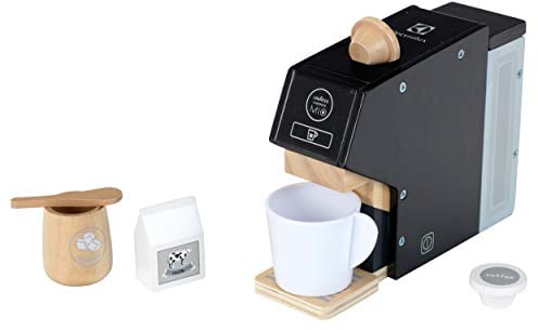 Theo Klein 7401 Cafetière Automatique Electrolux en Bois I avec Accessoires comme Tasse Capsules Lait et Sucre I Jouet pour Enfants à Partir de 3 Ans