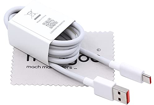 Ladekabel kompatibel mit Original Xiaomi 45010000154S für Xiaomi Redmi Note 10 Pro, 10s, 10 5G, 9T, 9S, 9 Pro, 9 Pro Max, 9, 8T, 8 Pro, 8, 7 1,0m Datenkabel 120W Weiß Typ-C Hypercharge