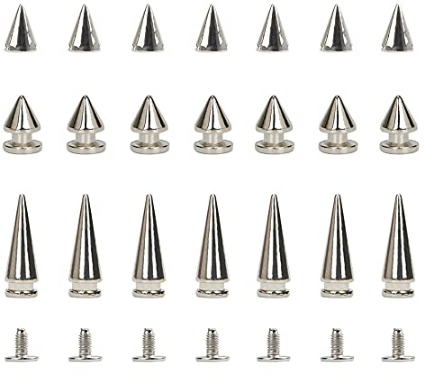 Sweieoni Rivets à Pointes Punk 150 Pièces Argent Rivets pour Cuir Rivets Cône de Style Punk Clou Spike Rivet Rivets à Pointes en Métal avec Screwback Stud ZY0005 7x10 mm; 8x12mm; 7x20mm Argenté