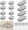 RECHCIGA 12PCS Glass Clamps Rectangular Glass Shelf Brackets Aluminum Alloy Shelf Clamp Screwfix Adjustable Thickness Glass Holder Clip with Screws and Expansion Tube for Cabinets Staircase Handrail
