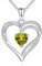AM ANNIS MUNN 925 Sterling Silber Kette Herz Halskette Damen Geburtsstein Halskette für Frauen Doppelherz Kette Silber Schmuck Damen Geschenke für Frauen Mama Freundin (08-Peridot)