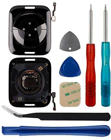 SWARK Rückabdeckung Glas Herzfrequenz Teil Anschluss kompatibel mit Apple Watch (6. 44 mm Cellular/LTE + GPS) A2292 A2294 A2376 mit Werkzeugen