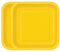 WedDecor Pack of 16 Paper Plates, 7 x 7 Strong Square Disposable Paper Plates Perfect for Picnics, BBQ, Birthday, Baby Shower, Wedding & Christmas Events, Neon Yellow