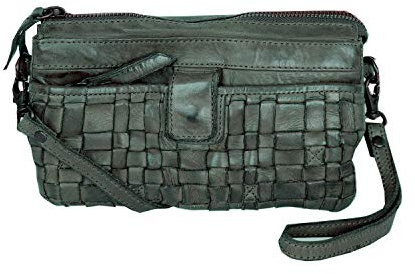 Bear Design Leder Damen Tasche mit RFID Schutz, Umhängetasche, Cross Body,Leder Clutch geflochten, Ledertasche Used Look