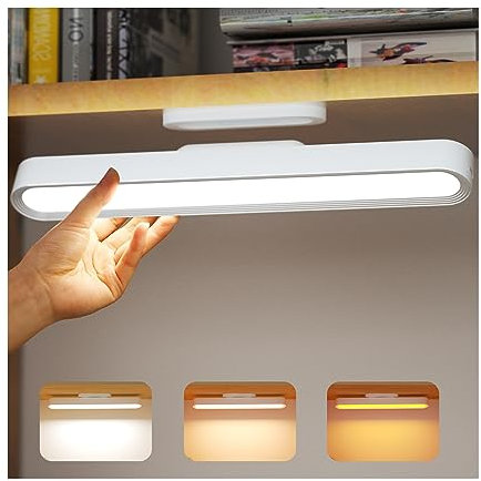 Coollamp Under Cabinet Kitchen Lights, 2600mAh Rechargeable Battery Lights with Adjustable 3 Colors, Magnetic Stick On Touch Light for Mirror, Makeup,Cupboard, Bedroom, Wardrobe