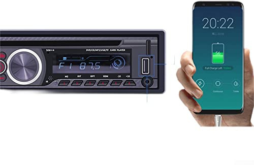 Radio estéreo de coche con CD, 1 Din, compatible con reproductor BT manos libres, AUX USB, TF, MP3, FM