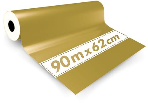 1x Rouleau de Papier Cadeau Doré 62cmx90m - Papier d'emballage pour Noël, Anniversaire, Mariage