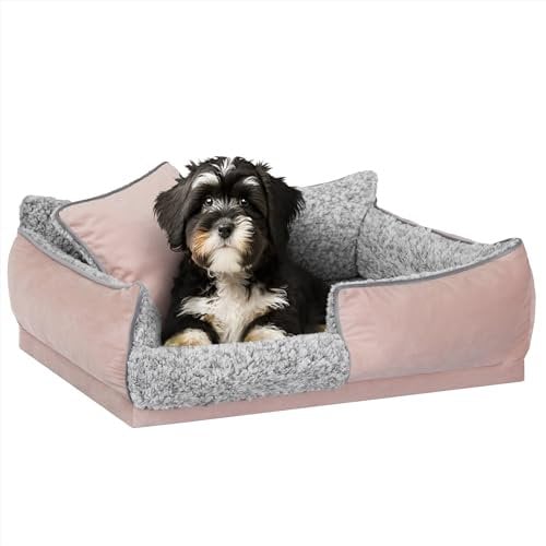 PillowPrim Hundebett, Haustiermatratze, Katzenbett, Hundekissen, Hundekorb, Hundesofa, Liegeplatz für Hund, Orthopädische, Möbel, 70x50 cm, Lachs