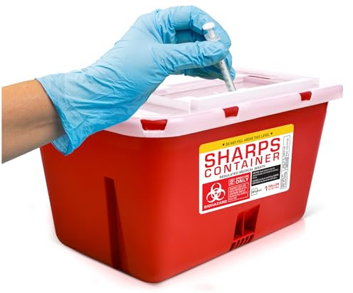 Sharps Container Large - Sharps Containers for Home Use and Labs - Portable Needle Disposal and Travel Size Biohazard Bin - 1 Gallon (Pack of 1)
