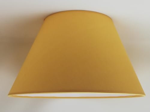40 cm Cono Pantalla, Tela de Algodón, respaldo de PVC Blanco, Producto Hecho a Mano, para Lámpara de Mesa, Lámpara de Pie (Ocre)