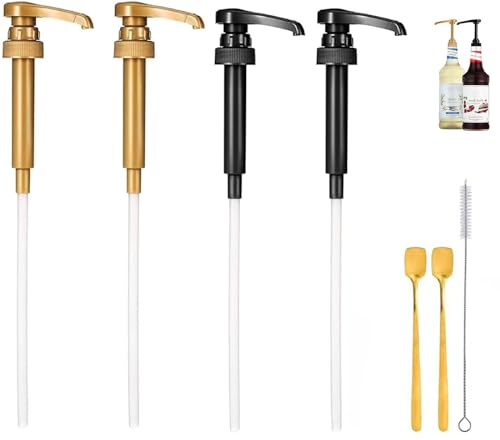 4pcs of Syrup Pump, Reusable Coffee Syrup Pumps for 25.4 Oz/750ml Bottles, Coffee Syrup Pump Dispenser, Compatible with Most 750ml Bottles, Ideal for Home, Bar, and Drink Mixing