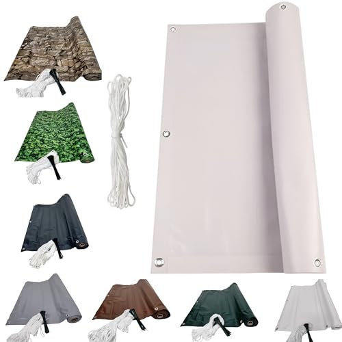 Pinto FERRAMENTA Telo Copri Ringhiera Balcone Esterno Striscia Schermatura PVC Occhiellato Protezione Privacy Rivestimento Copertura Oscurante Recinzione Giardino Frangivento (H90X6MT, Bianco)