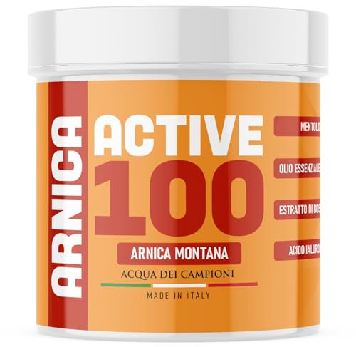 Active 100 Gel Arnica per Cavalli Uso Umano Extra Forte, Pomata Rinfrescante per Massaggi Locali Muscoli e Articolazioni, 100% Naturale, Formato Grande e Conveniente - Acqua dei Campioni (600 ML)
