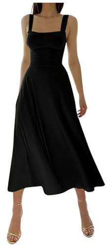 WVONIF Robe de Soirée Longue Femme Elégantes Col en Carrée Sexy Robe Dos Nu sans Manches Robe de Cocktail Soirée Bal de Gala de Promo Robe Demoiselle d'honneur pour Fête Anniversaire
