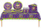 Ensemble de 69 pièces de décoration et de vaisselle en forme de masque de Mardi Gras Violet