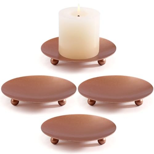 Kerzenhalter Stumpenkerzen, Kerzenständer Stabkerze 4er Set, Teelichthalter Metall für Hochzeit Räucherkegel Spa Gebet Home Party, Weihnachts Tisch Deko, Adventskranz (Rose Gold, Klein)