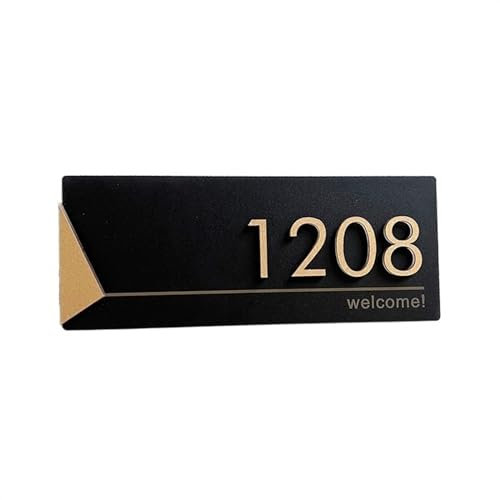 Modern Acrylic House Numbers Customized Door Plate Sign Golden, 15cmx6cm Ideal for Home, Office, Apartment, Restaurant, Hotel Personalized Family Name Address Letter Stylish and Dura