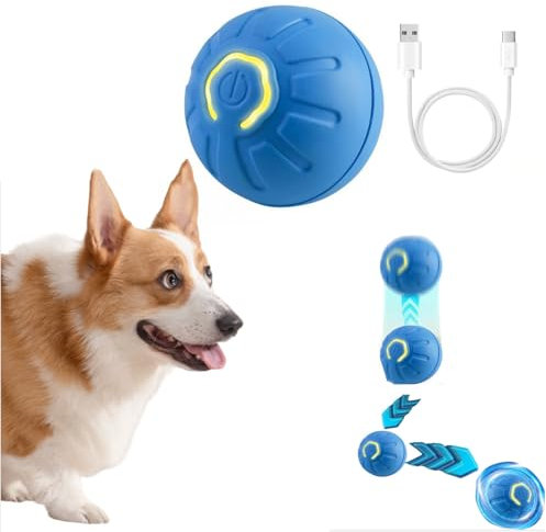 Palla per Cani Interattiva - Pallina Ricaricabile USB Che Si Muove da Sola, Rotante Automatica Resistente - Giocattoli per Cani di Taglia Grande e Media