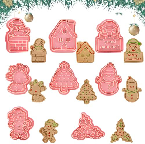 Emporte Piece Patisserie, FainFun 9 Pcs Emporte Pièce Personnalisé, Moule Biscuit Noel, Emporte-Pièces en Acier Inoxydable pour Decoration Patisserie Fabrication de Biscuits Sandwich Fondant (Style C)
