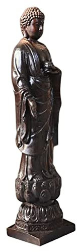 MUSISALY Vietnamese Agarwood Buddha Statue Handcrafted Wooden Buddha Figurine Standing Lotus Desktop Decoration for Home Temple Office Elegance