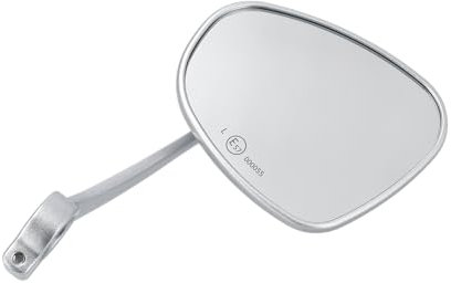 Spiegel, Nierenform, rechts mit Klemmschelle, Silber - für Simson KR51/1 Schwalbe, SR4-2 Star, SR4-3 Sperber, SR4-4 Habicht - MZ TS, ES