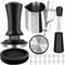 HahaGo 53mm Kaffee Tamper Set, 22 PCS Espresso Tamper, 53mm Espresso Tamper mit Tamper Mat, Espresso Nadel, Rührlöffel, Aufschäumkrug, Latte Art Stift und Dekorative Schablonen, Espresso Accessories