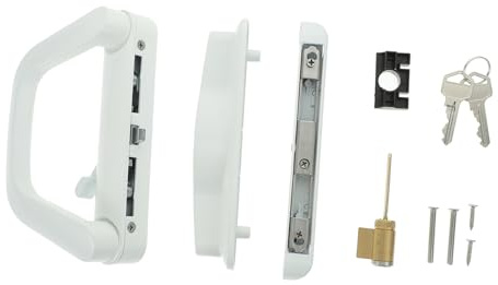 Angoily Sliding Door Lock Set Black Door Handle Lock for Double Glazed Doors Secure Patio Door Handle Lock
