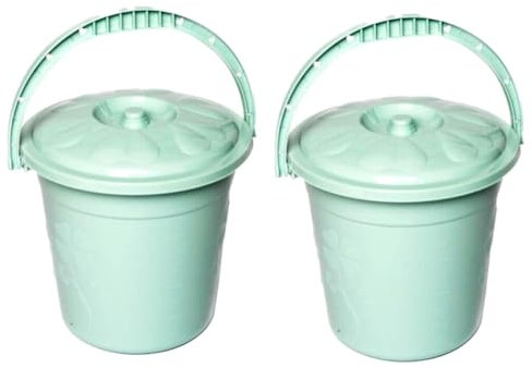 Best House | Plastic Bucket with Lid Handle | 20 Litres | GREEN | 2 Pcs | Household Bucket | Storage Buckets Bin Container, Multipurpose Use for Home, Garden and Workshops (Pack of 2)
