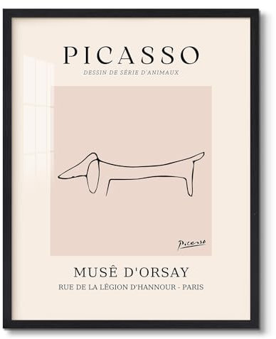 Pablo Picasso Wandkunst, Dackel-Poster, Hunde-Kunstdrucke, Bild, berühmtes Kunstwerk, minimalistische Wanddekoration, fertig zum Aufhängen, für Wohnzimmer, Schlafzimmer, Heimbüro, Wanddekoration, 20,3