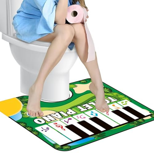 Toilet Piano Mat, Interactive Sound Rug, Anti-Slip Musical Bathroom Carpet, Electronic Keyboard Potty Floor Mat for Fun Bathroom Decor, 60 x 48 cm, Multicolor