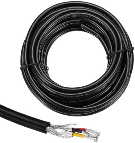 sourcing map 1 cable blindado UL2464 de 22 AWG, 7,6 m, 300 V, 3 conductores, PVC eléctrico CNC con blindaje de doble capa para electrodomésticos, cableado automotriz
