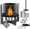 Hoguera de mesa premium con llama ajustable, chimenea sin humo con metal de vidrio para interiores y exteriores, chimenea portátil, llama de larga duración, regalo decorativo para el hogar (negro)
