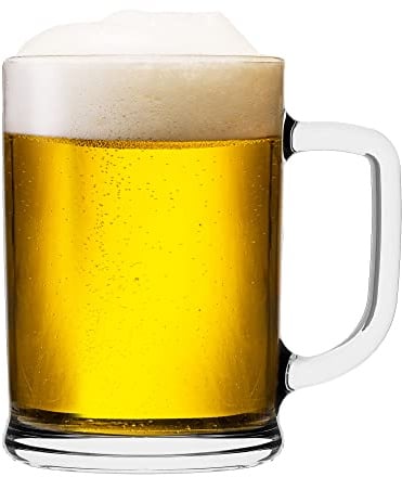 Glasset Glasbierkrug 0,5 Liter Set 1 Stück mit Handlichem Griff Glaskrug 0,5 Liter Bier Glas Bier Krug Biergläser 0,5 Bierbecher Biermaßkrug Glas Bierkrüge Maßkrug Transparent, Birra