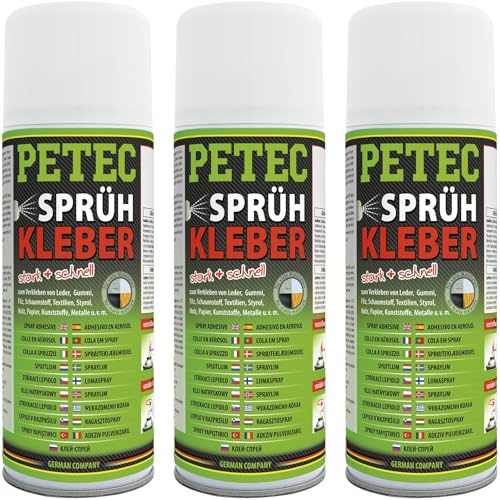 PETEC 3x 94340 Karosseriesprühkleber (400 ml) | 3x 94340, Sprühkleber, transparent