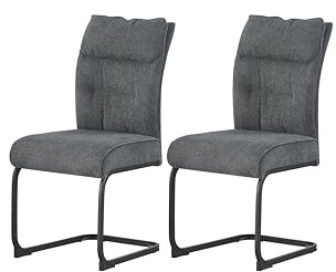 xonox.home – Schwingstuhl Frieda 47x94x61 cm Anthrazit 2er Set – Moderner Freischwinger für Esszimmer – Robust, langlebig, belastbar 120 kg – Eleganter Design-Stuhl für Wohnbereiche