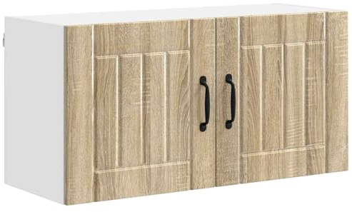 Mokuyary Küchenschrank Sonoma Eiche 80x31x40 cm Holzwerkstoff kompakter vielseitiger Schrank für Wohnzimmer, Flur, Küchenmodell 1x Hängeschrank (2 Türen)