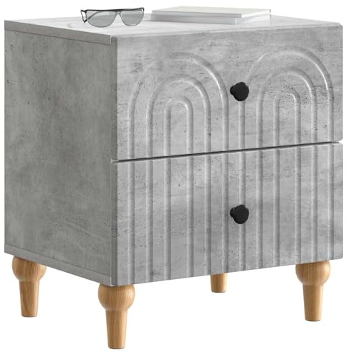 vidaXL Nachttisch Betongrau 43 x 34,5 x 48 cm Holzwerkstoff, Geräumiger Nachttisch, stylischer Organizer für Wohnräume, minimalistisches Design, kompakter Schrank