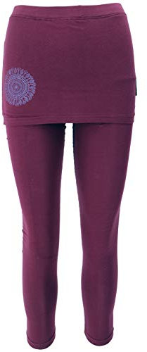 GURU SHOP Yoga-Hose, Leggings mit Minirock Bio BW Yogi - Bordeaux, Damen, Baumwolle, Size:L